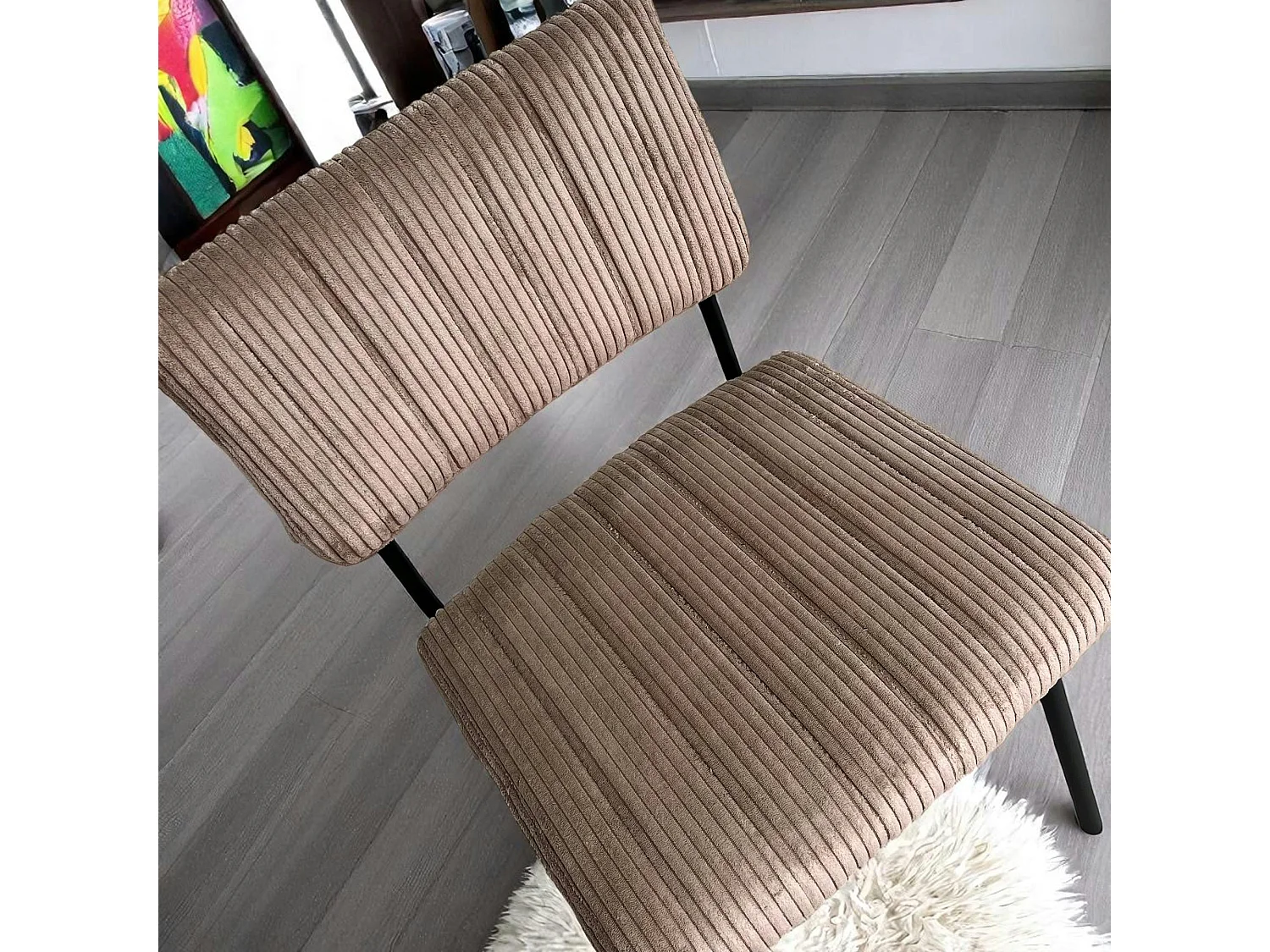 Chaise velours grosses côtes camel (lot de 2) IENA