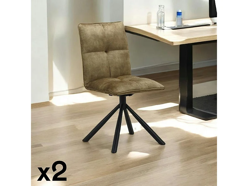 Chaise rotative tissu kaki (lot de 2) IENA