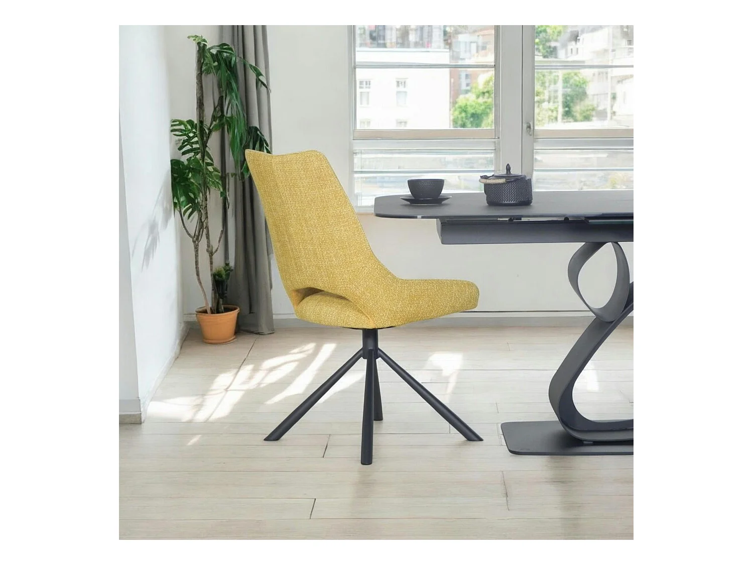 Chaise contemporaine pivotante moutarde (lot de 2) LIGURIE