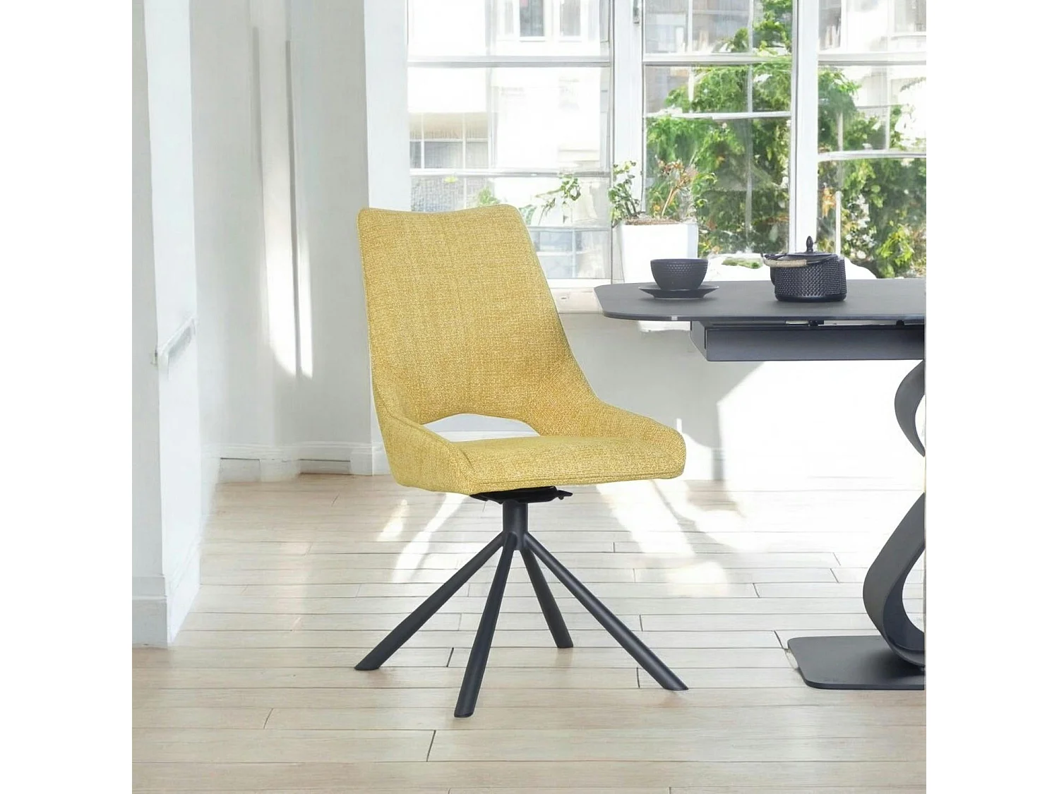 Chaise contemporaine pivotante moutarde (lot de 2) LIGURIE