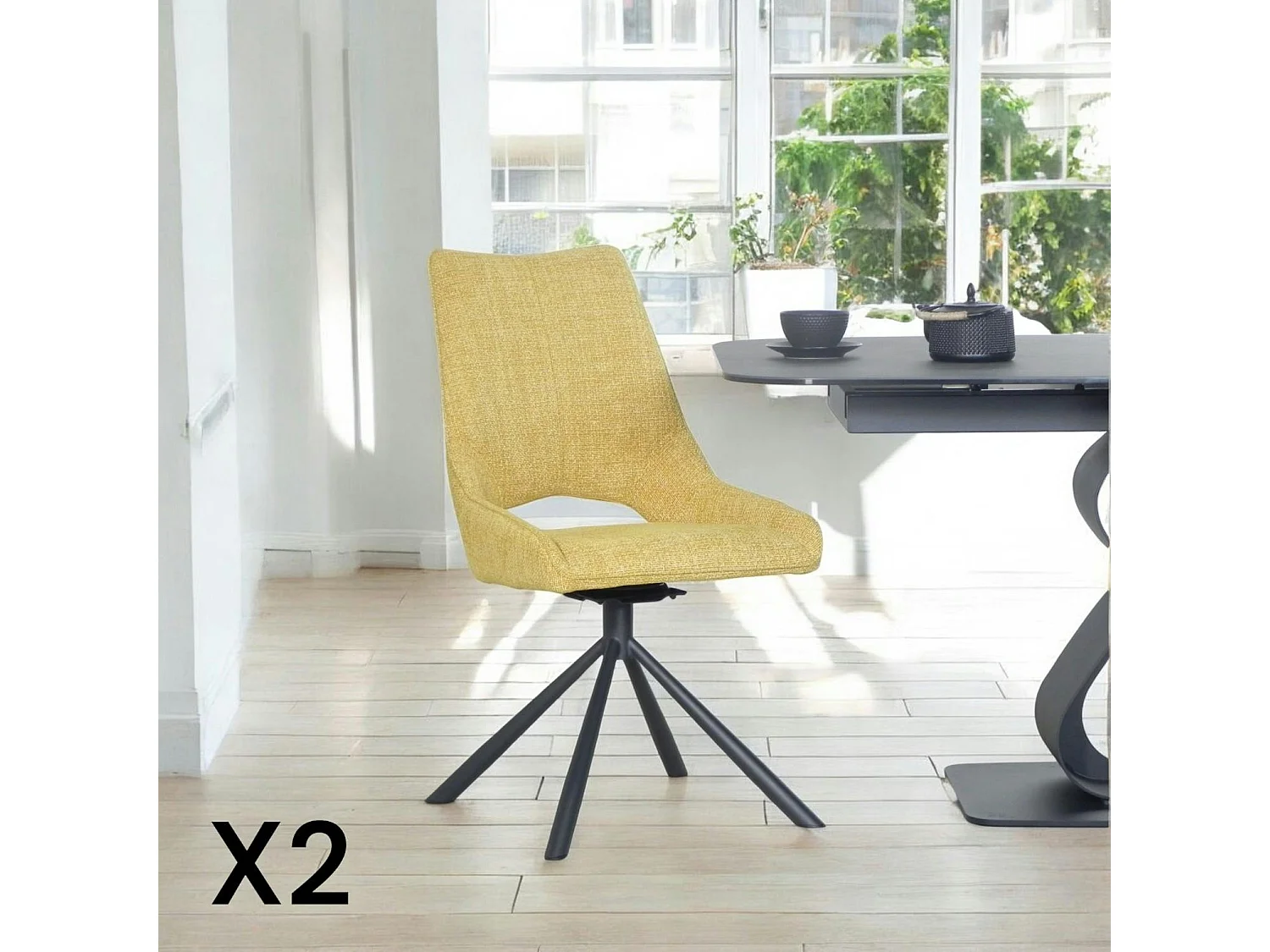 Chaise contemporaine pivotante moutarde (lot de 2) LIGURIE