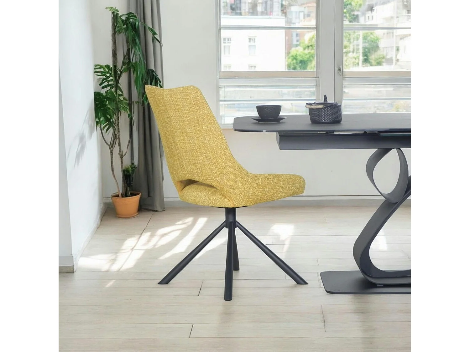 Chaise contemporaine pivotante moutarde (lot de 2) LIGURIE