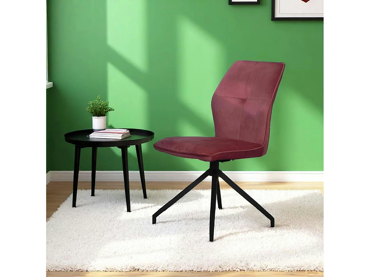 Chaise pivotante rose en velours patiné avec poignée (lot de 2) LOMBARDIE