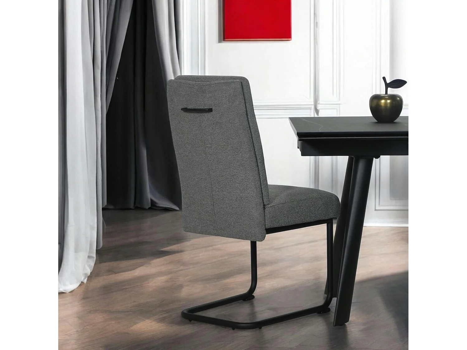 Chaise à dossier haut en tissu gris (lot de 2) LOMBARDIE