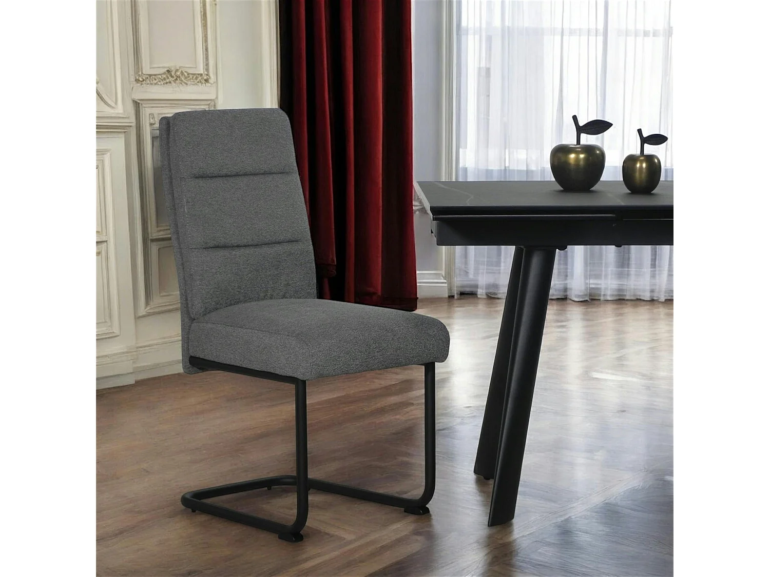 Chaise à dossier haut en tissu gris (lot de 2) LOMBARDIE