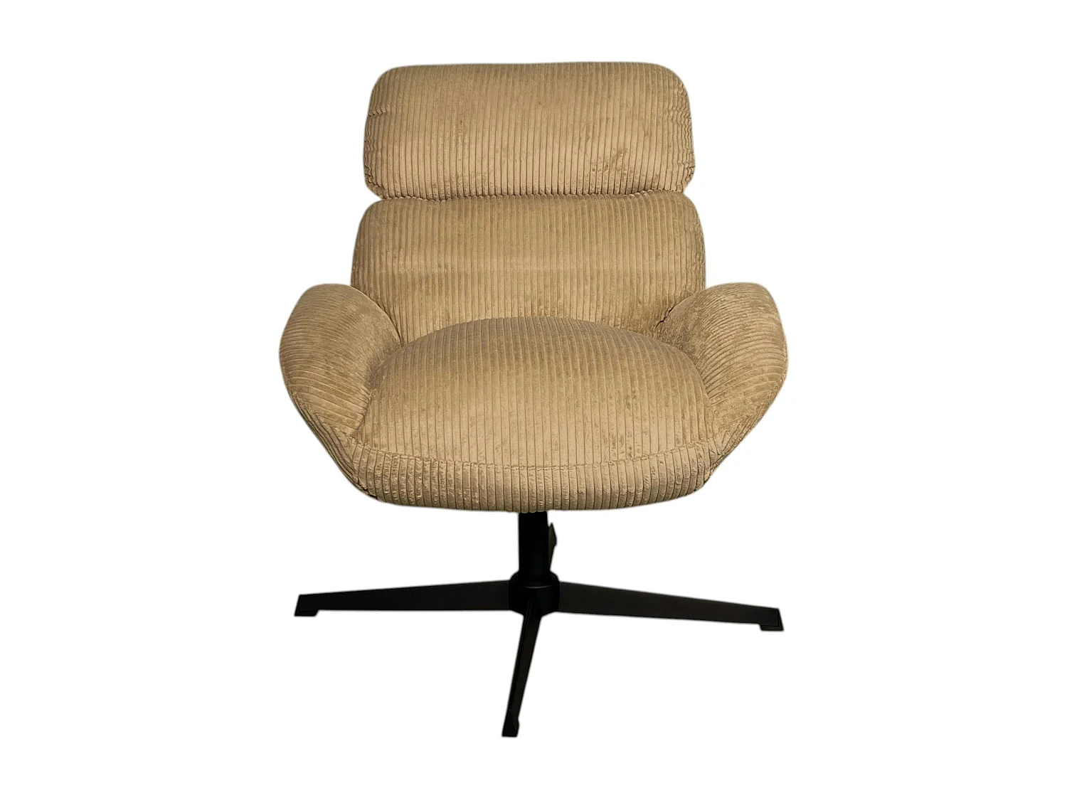 Fauteuil de salon rotatif tissu côtelé camel IENA