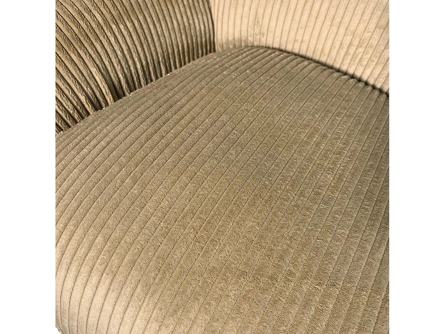 Fauteuil de salon rotatif tissu côtelé camel IENA