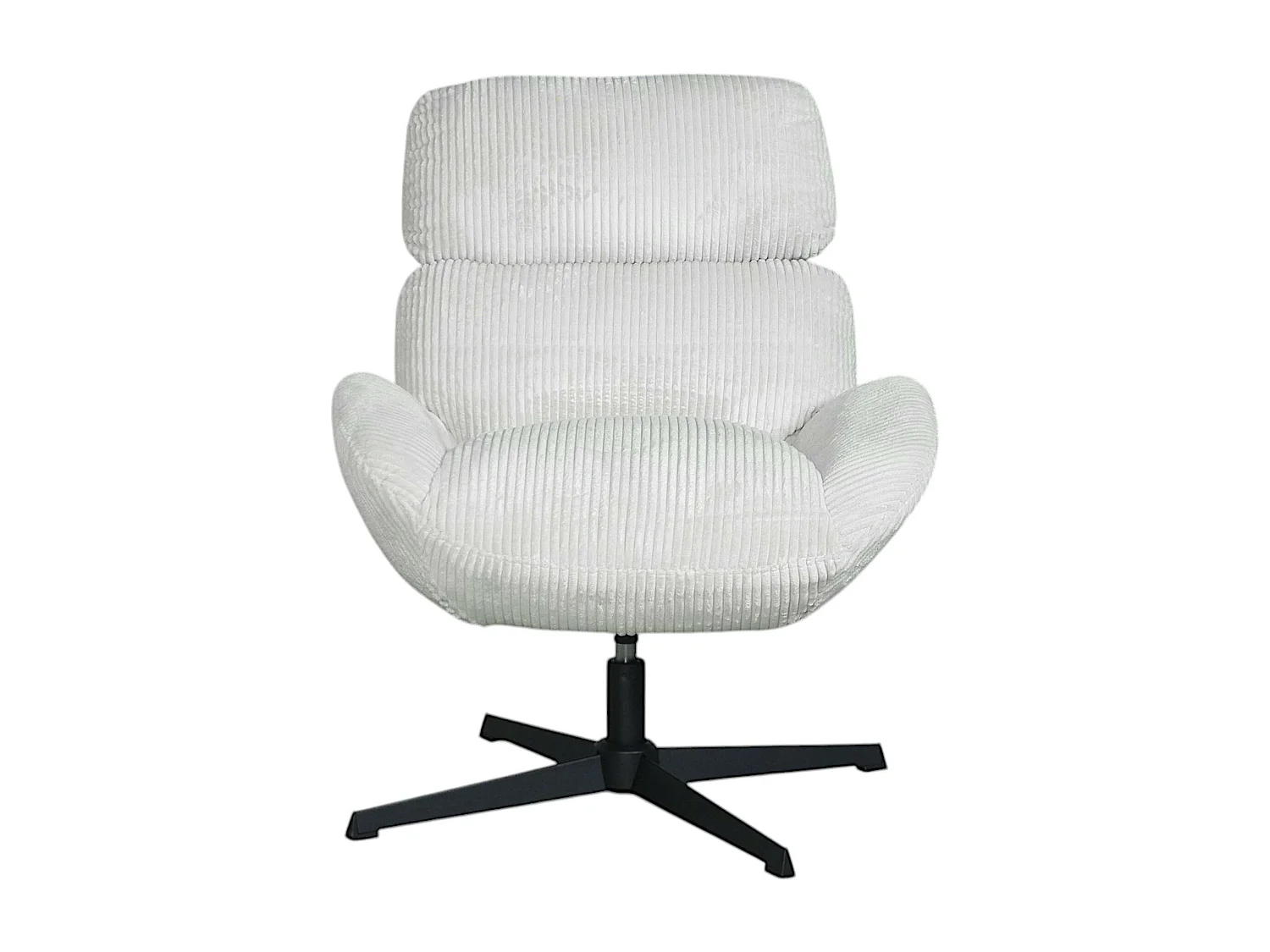 Fauteuil de salon rotatif tissu côtelé blanc IENA