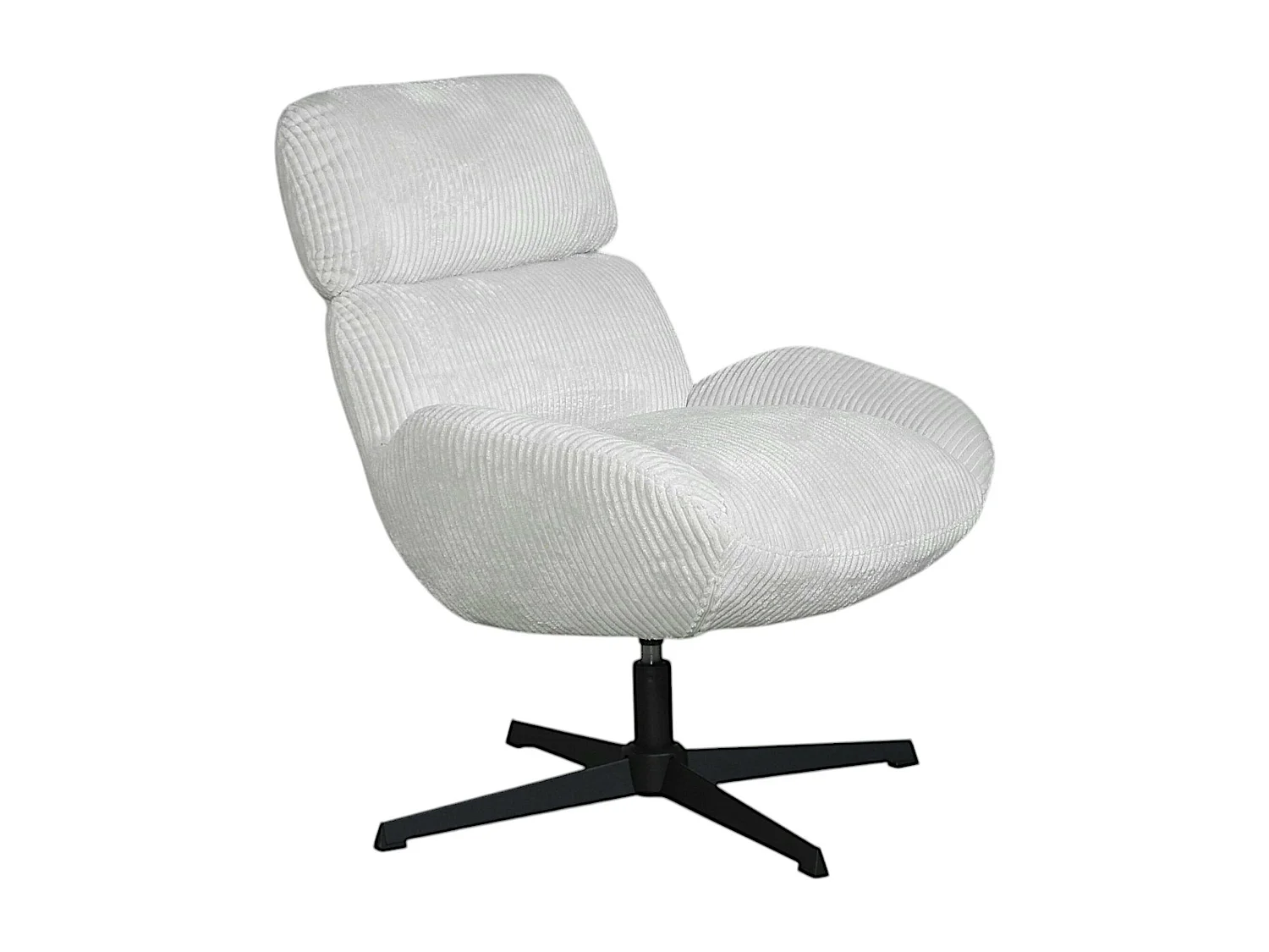 Fauteuil de salon rotatif tissu côtelé blanc IENA