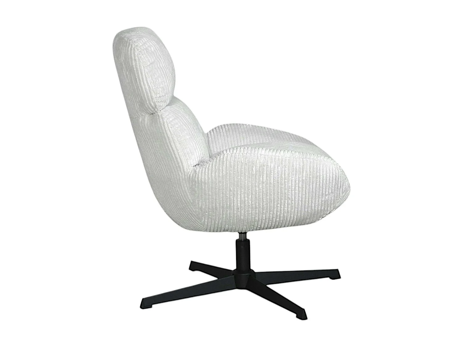 Fauteuil de salon rotatif tissu côtelé blanc IENA