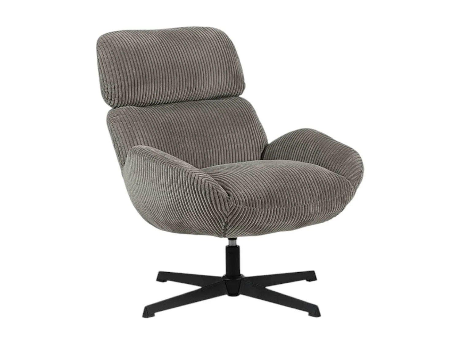 Fauteuil de salon rotatif tissu côtelé gris IENA