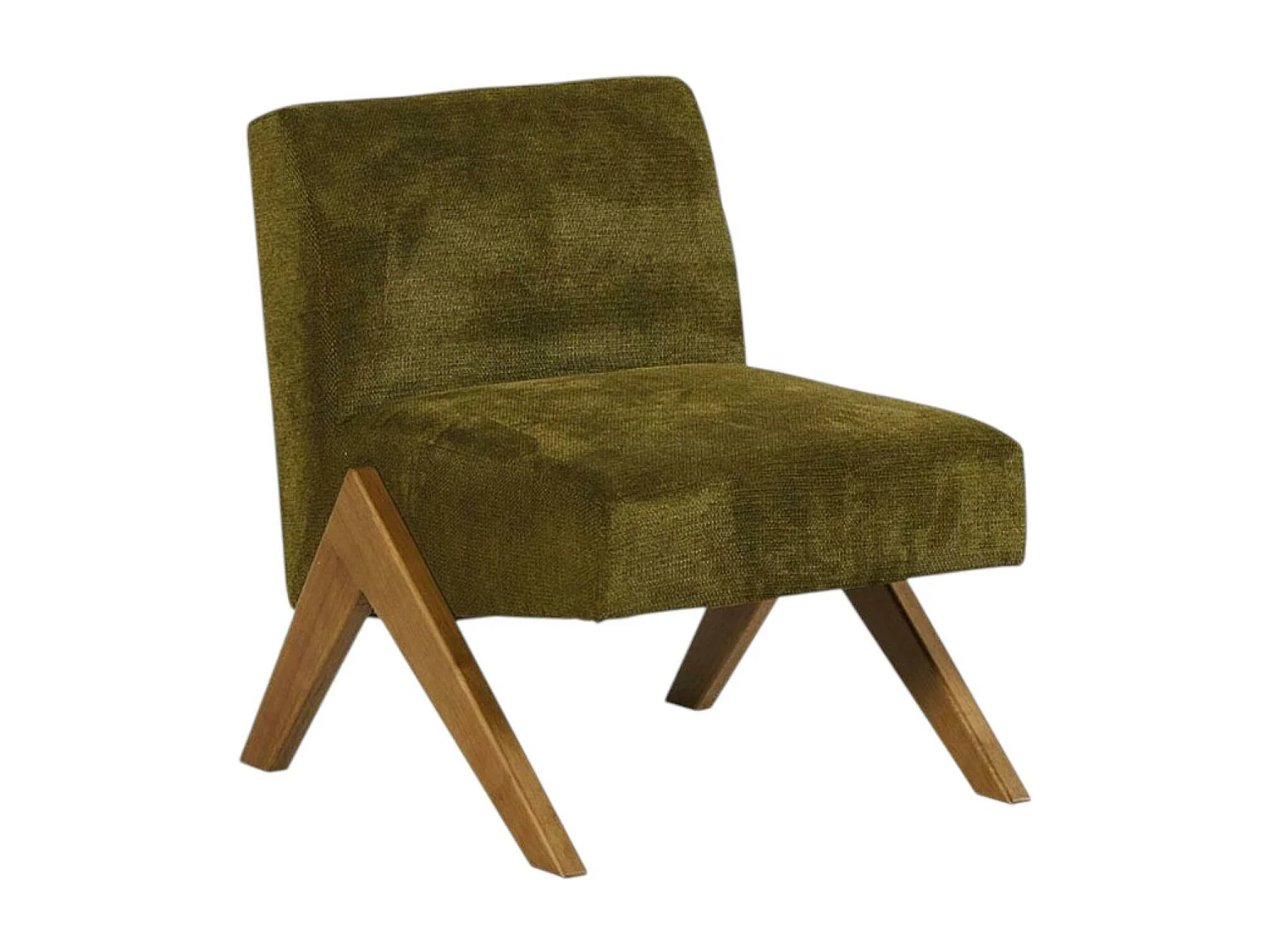Fauteuil de salon bois et velours vert SOHO