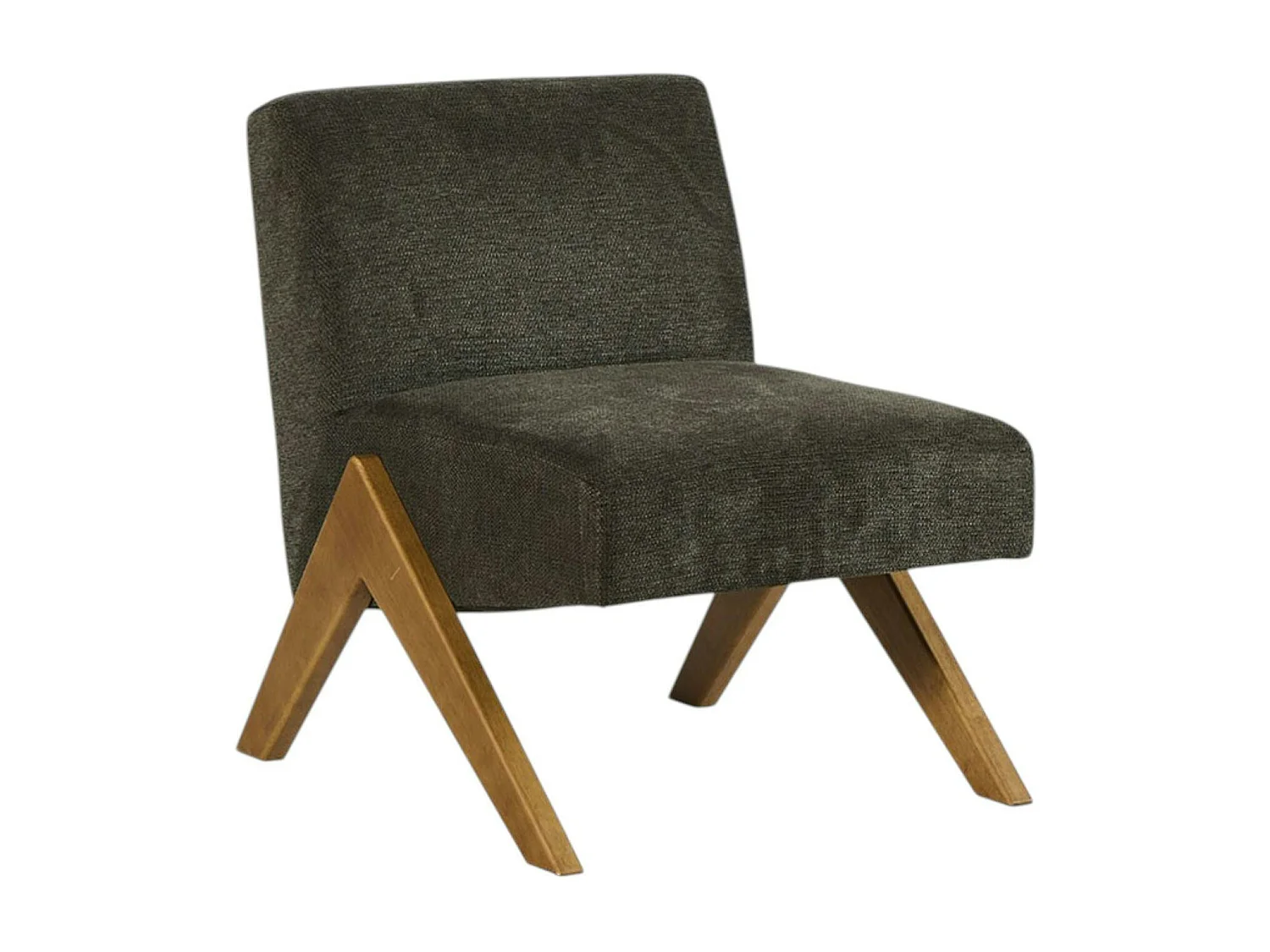 Fauteuil de salon bois et velours anthracite SOHO