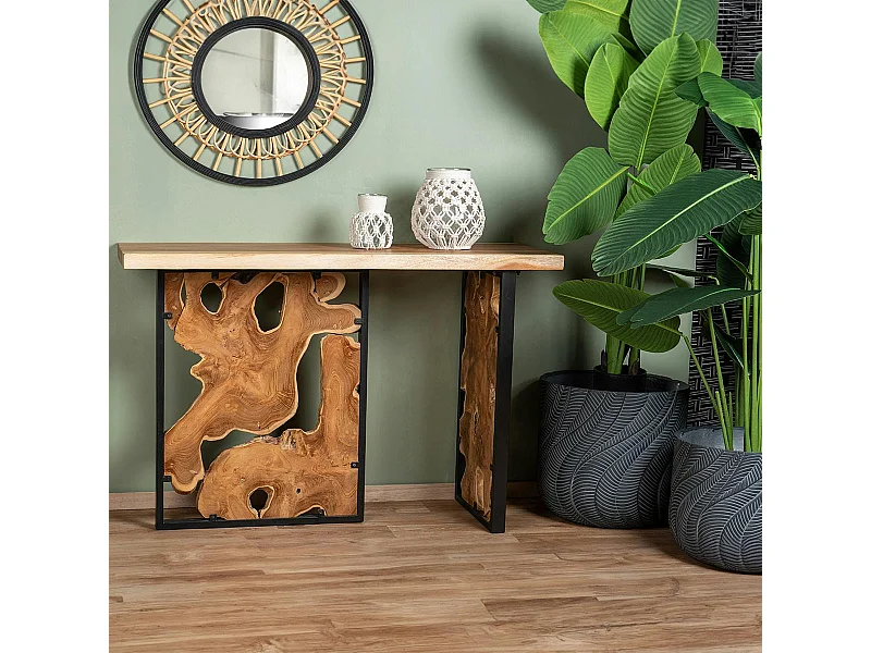 Console pieds racine de teck design ARIZONA