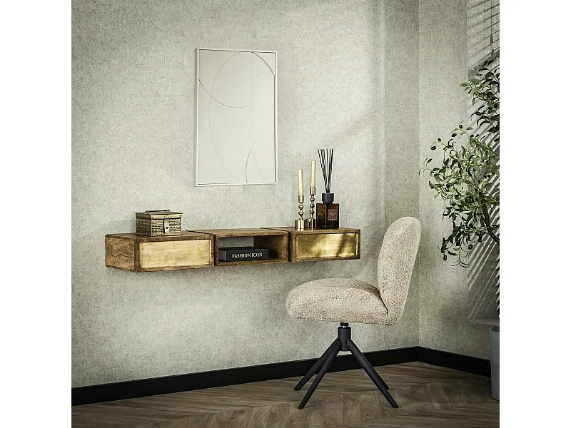 Console en bois de manguier finition cuivrée (2 tiroirs) VARA