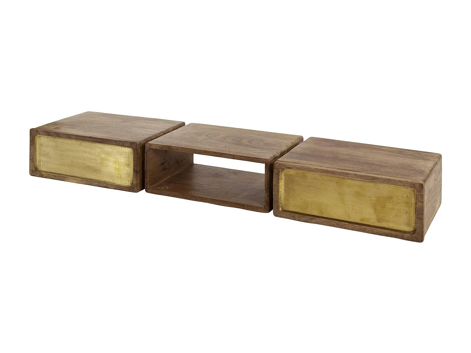 Console en bois de manguier finition cuivrée (2 tiroirs) VARA