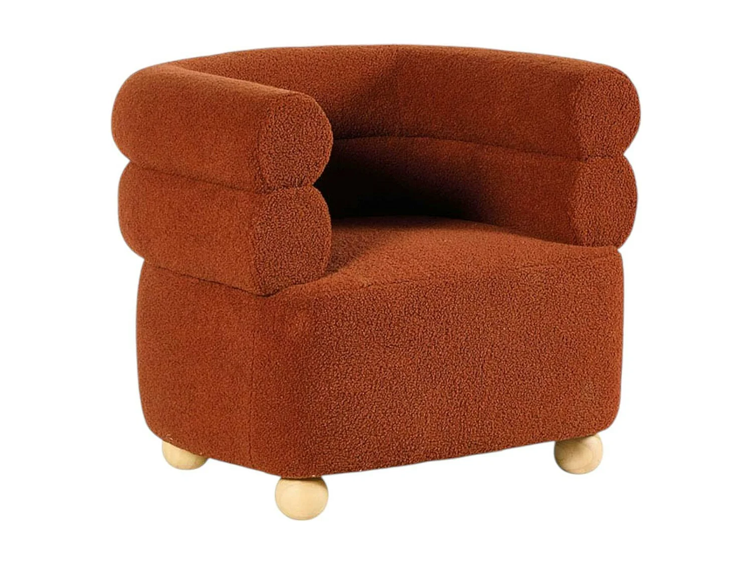 Fauteuil cabriolet design tissu bouclé terracotta IENA