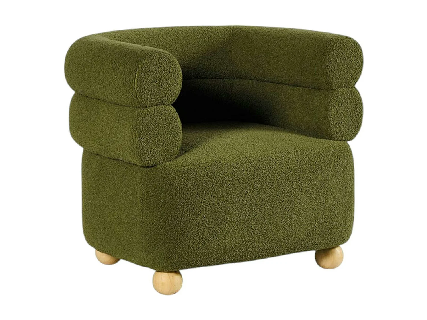 Fauteuil cabriolet design tissu bouclé vert IENA