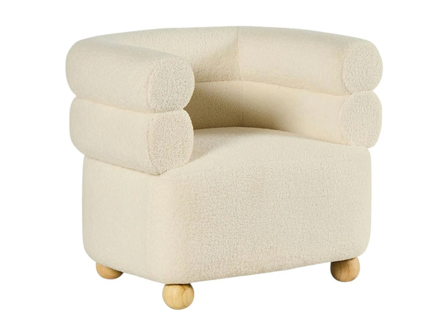 Fauteuil cabriolet design tissu bouclé blanc IENA