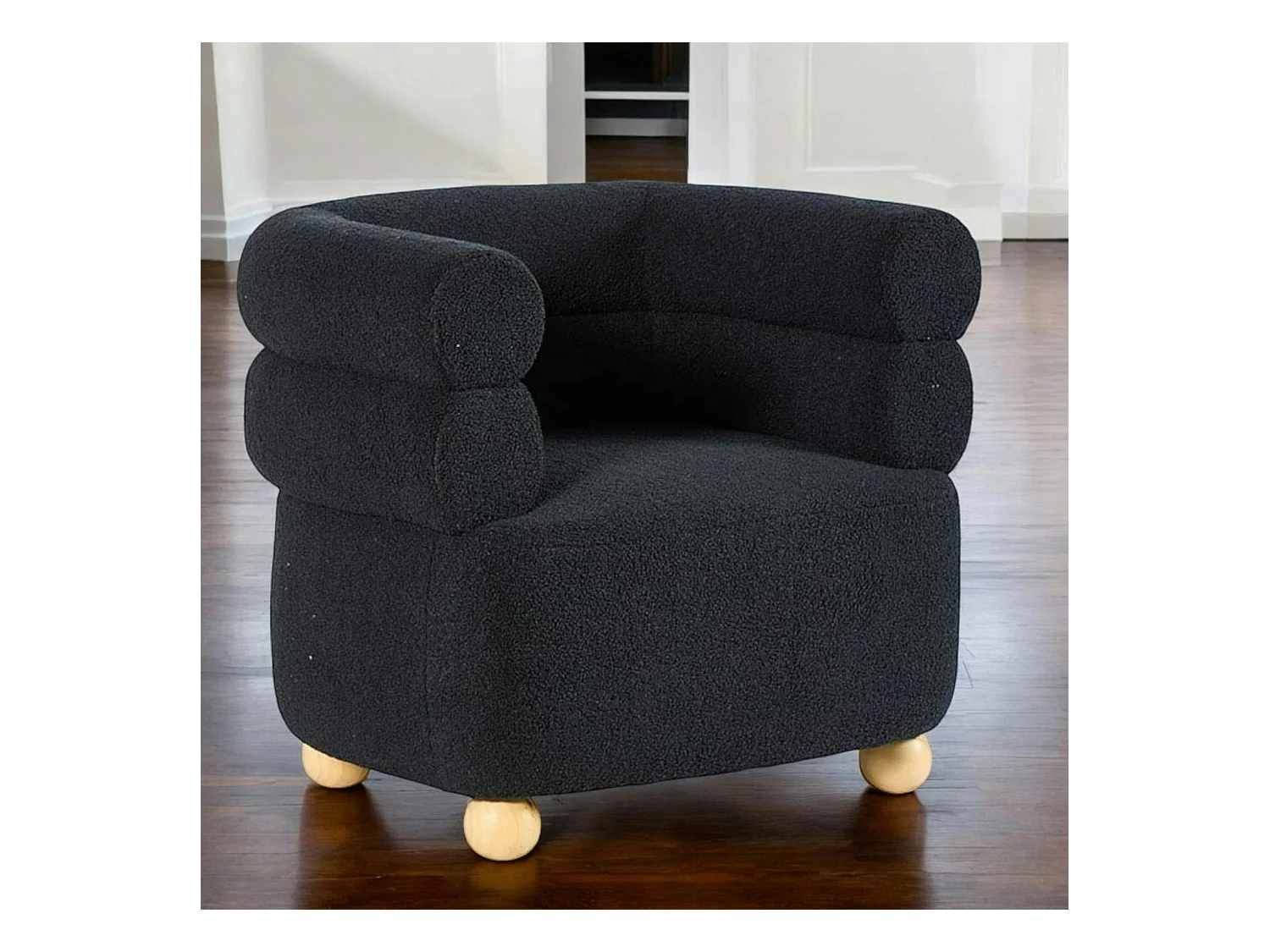 Fauteuil cabriolet design tissu bouclé bleu IENA