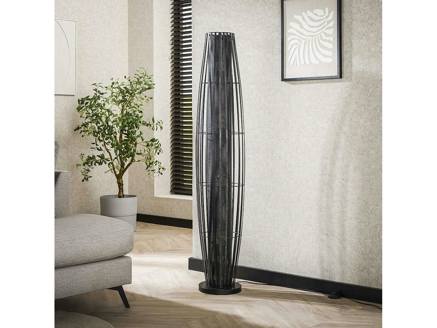 Lampadaire design avec cylindre en métal perforé 150 cm RALF