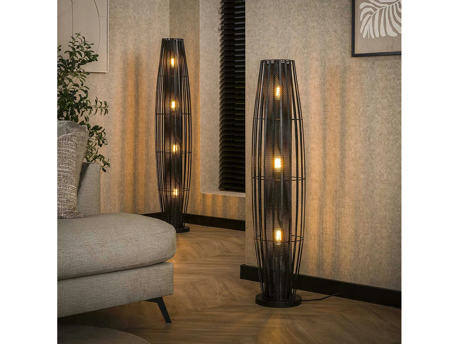 Lampadaire design avec cylindre en métal perforé 150 cm RALF