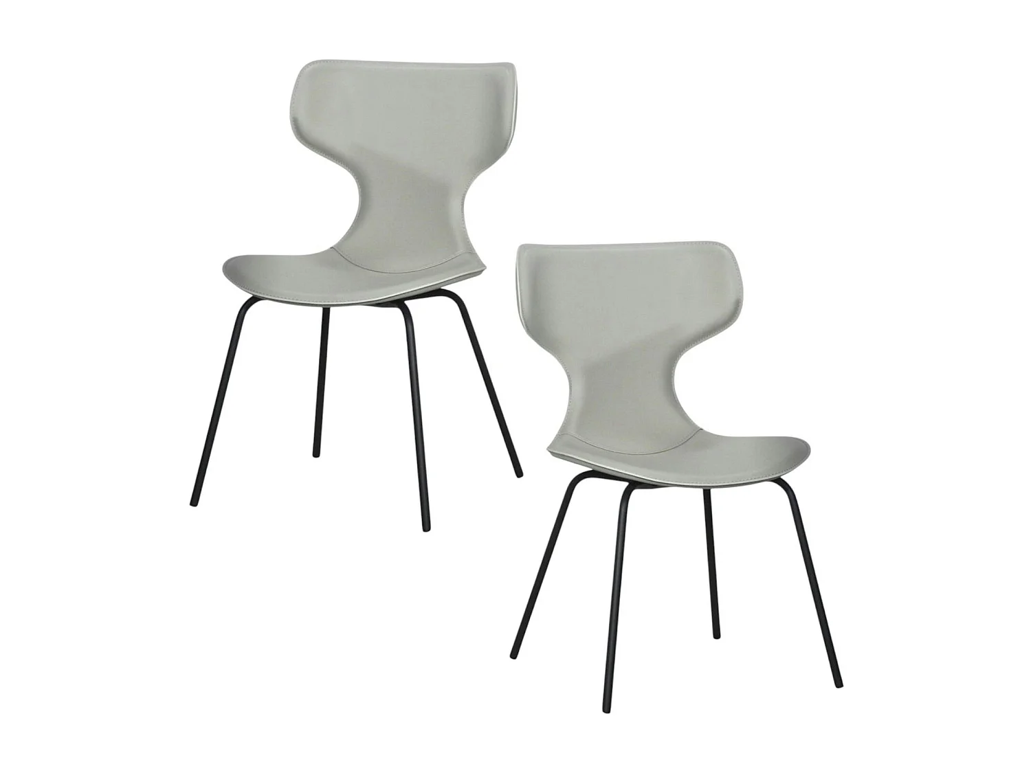 Chaise beige avec dossier en T, revêtement nettoyable (lot de 2) LOMBARDIE