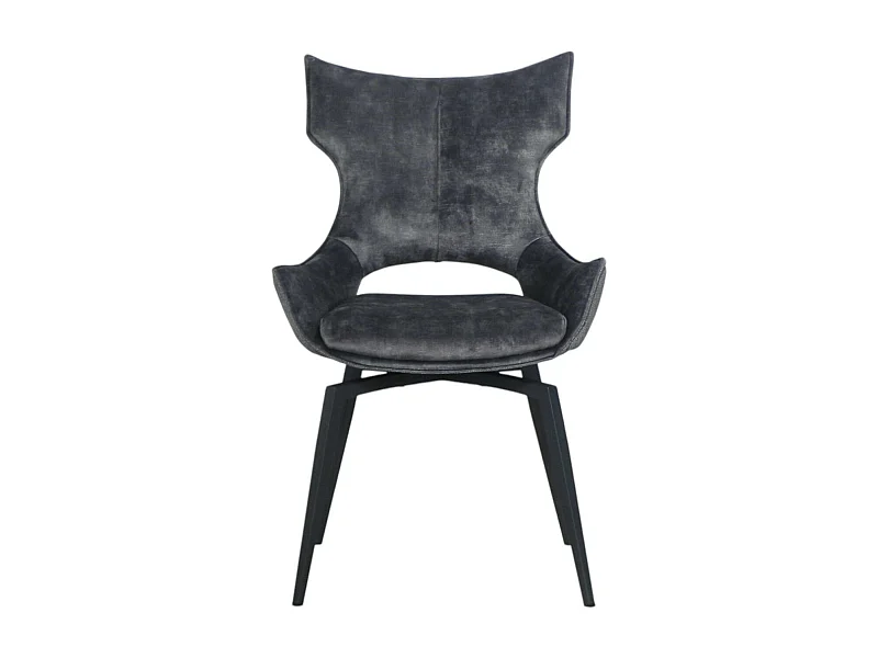 Chaise pivotante gris anthracite bi-matière, dossier en T (lot de 2) LOMBARDIE