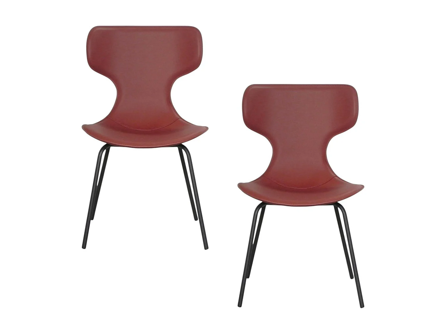 Chaise terracotta avec dossier en T, revêtement nettoyable (lot de 2) LOMBARDIE