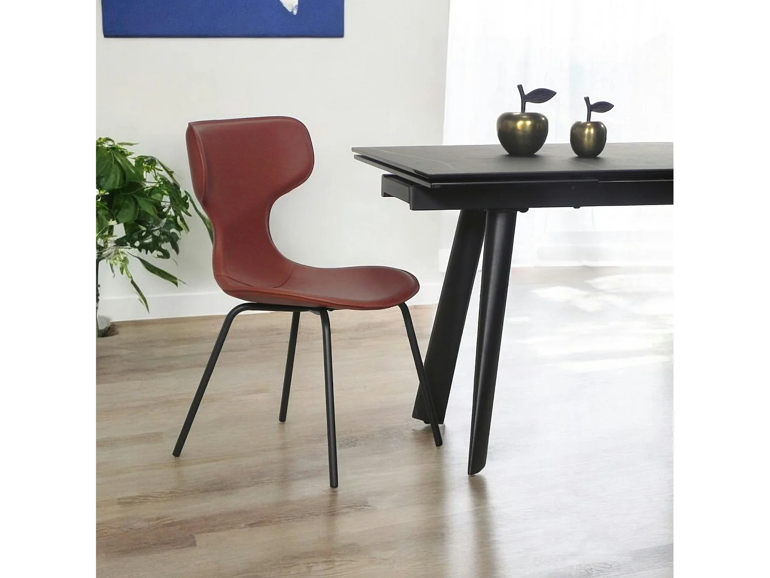 Chaise terracotta avec dossier en T, revêtement nettoyable (lot de 2) LOMBARDIE