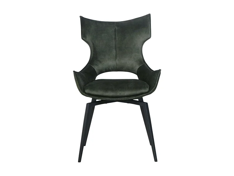 Chaise pivotante verte bi-matière, dossier en T (lot de 2) LOMBARDIE