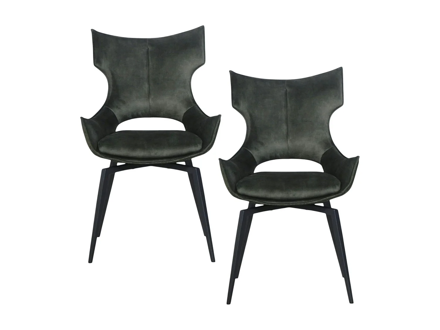 Chaise pivotante verte bi-matière, dossier en T (lot de 2) LOMBARDIE