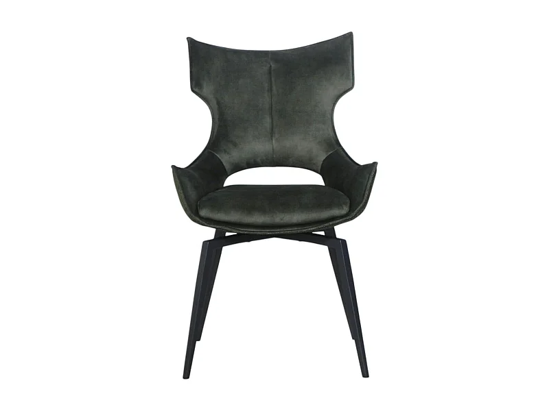 Chaise pivotante verte bi-matière, dossier en T (lot de 2) LOMBARDIE