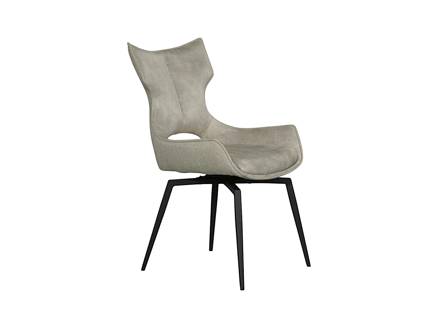 Chaise pivotante beige bi-matière, dossier en T (lot de 2) LOMBARDIE