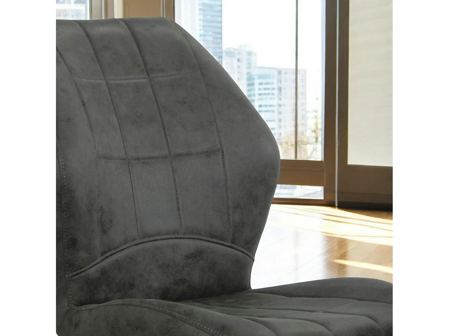 Chaise anthracite motif damier (lot de 2) LOMBARDIE