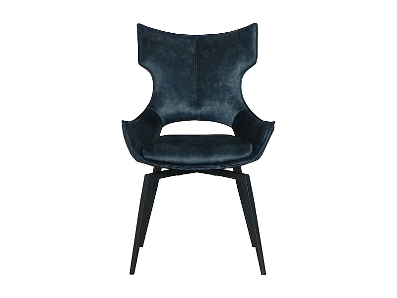 Chaise pivotante bleue bi-matière, dossier en T (lot de 2) LOMBARDIE