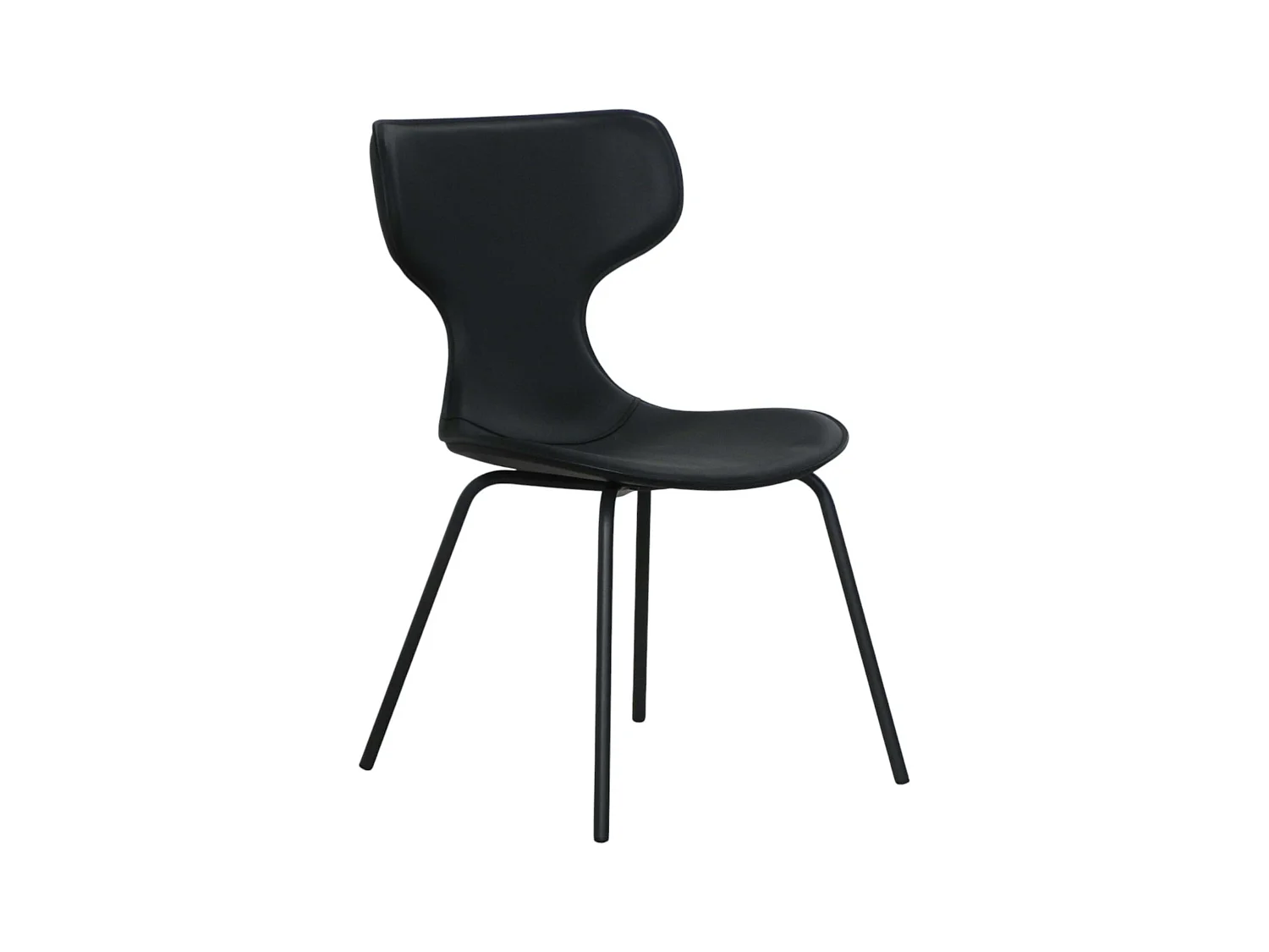 Chaise noire avec dossier en T, revêtement nettoyable (lot de 2) LOMBARDIE