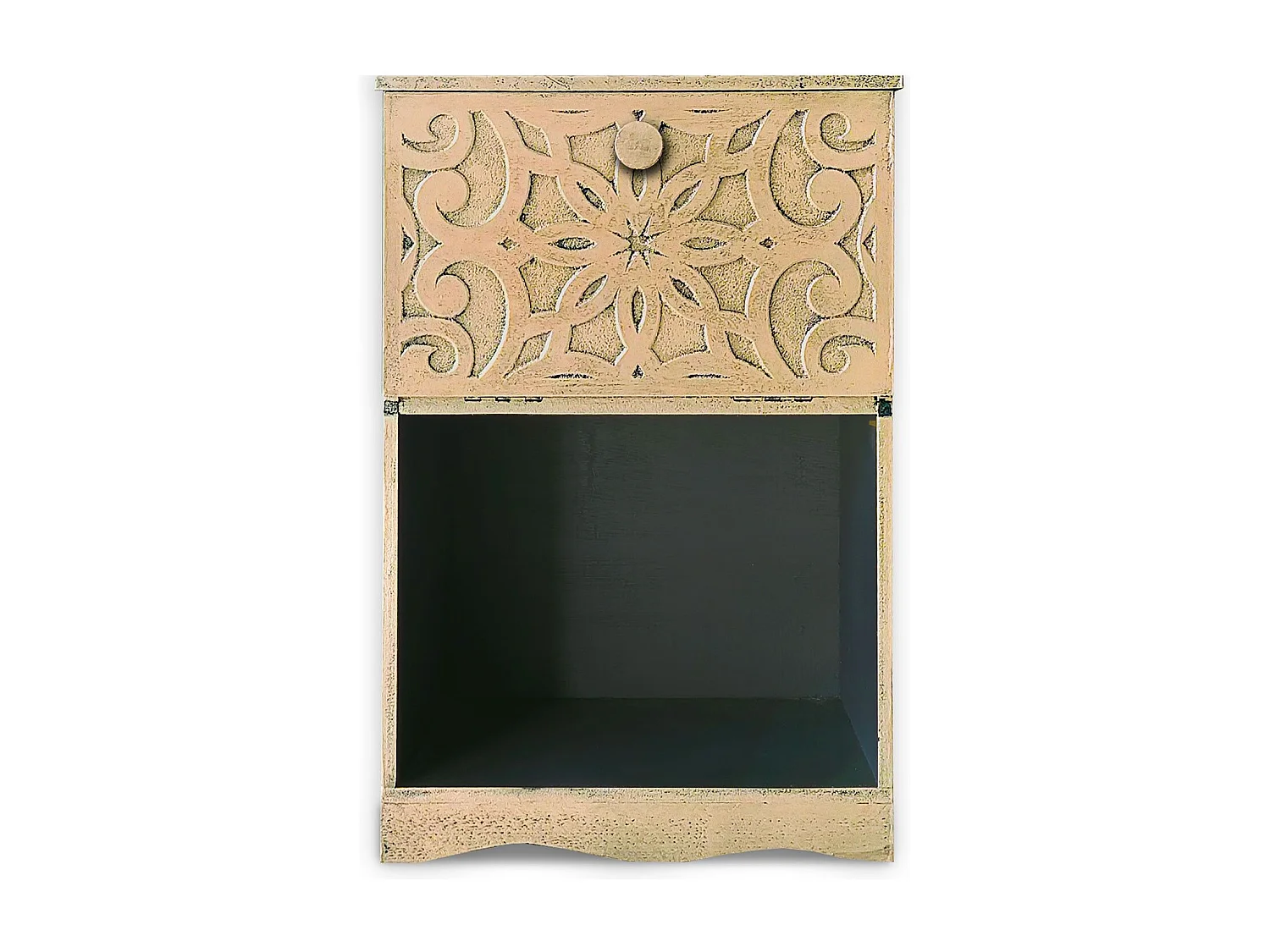 Table de chevet style oriental bois sculpté 1 porte Monbolyto Bois Bronze