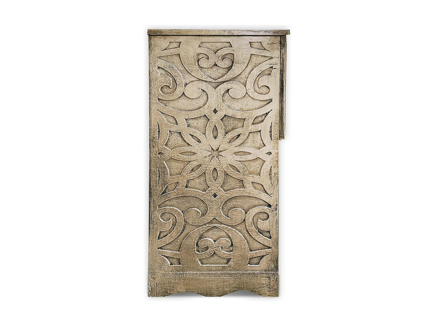 Table de chevet style oriental bois sculpté 1 porte Monbolyto Bois Bronze