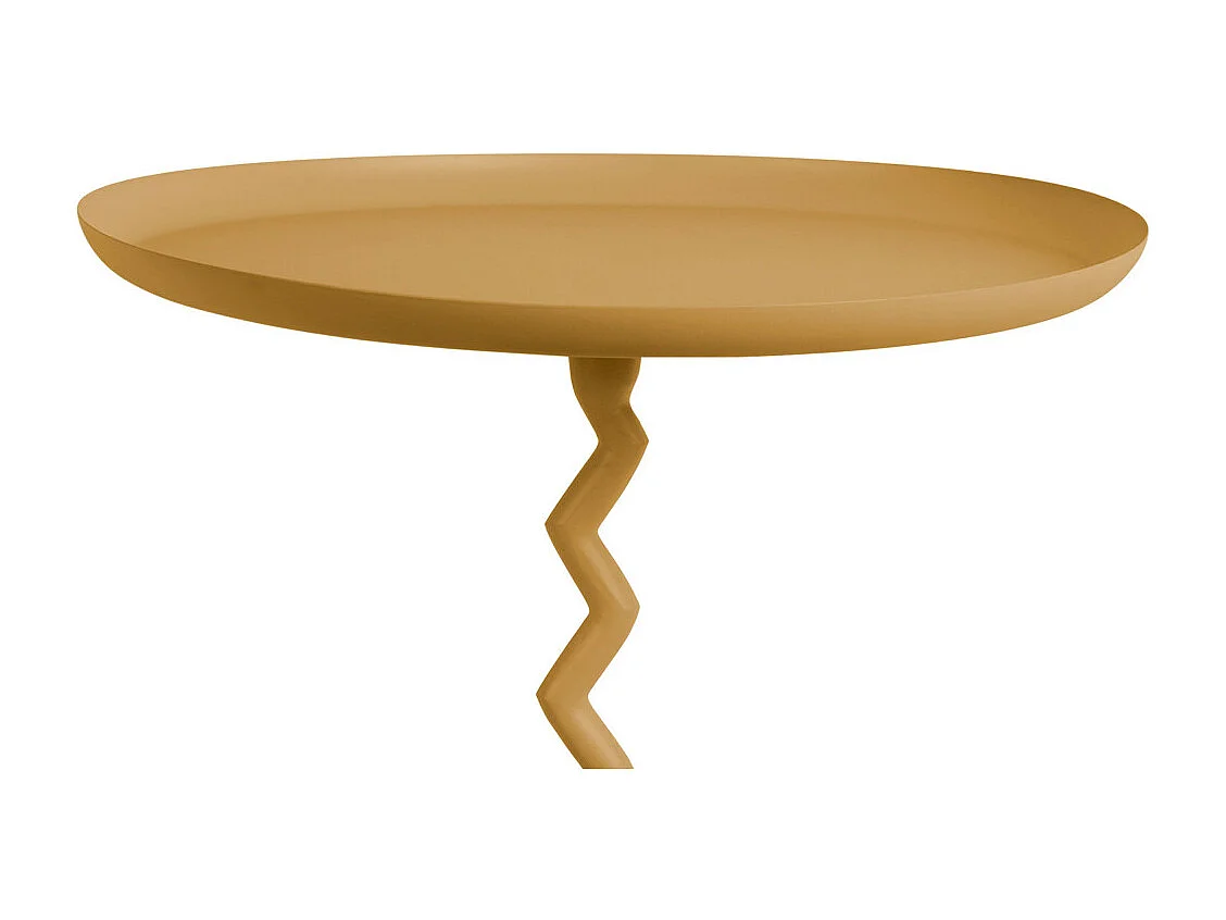Zigzag - Table d'appoint ronde en métal ø40cm - Ocre