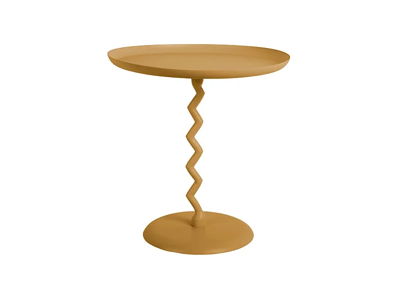 Zigzag - Table d'appoint ronde en métal ø40cm - Ocre