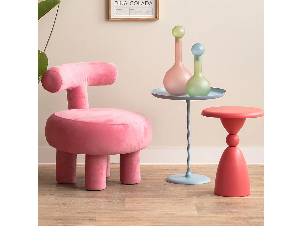 Zigzag - Table d'appoint ronde en métal ø40cm - Bleu