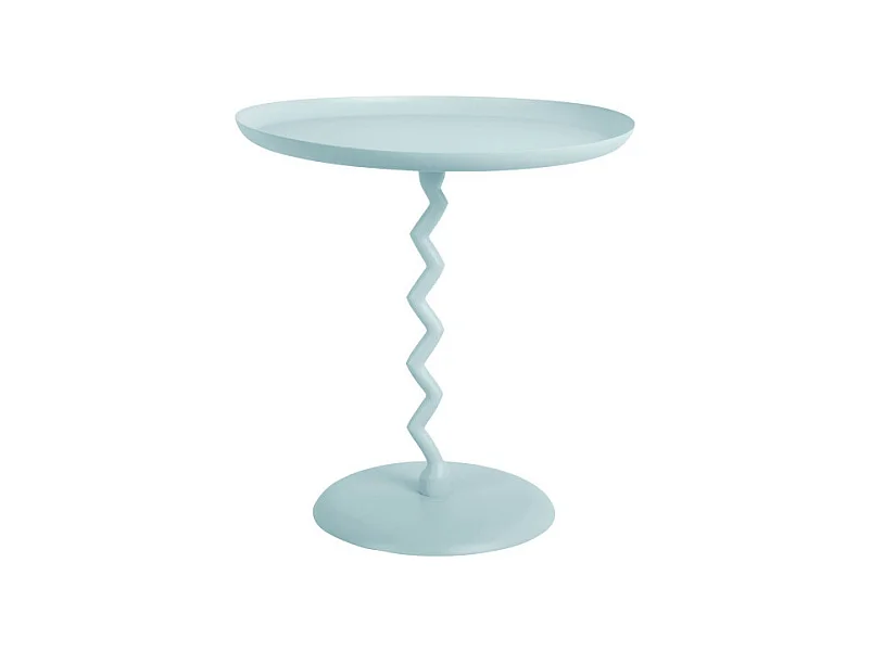 Zigzag - Table d'appoint ronde en métal ø40cm - Bleu