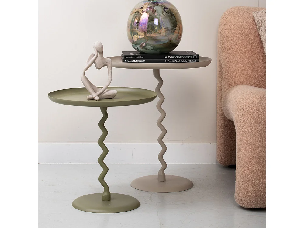 Zigzag - Table d'appoint ronde en métal ø40cm - Vert