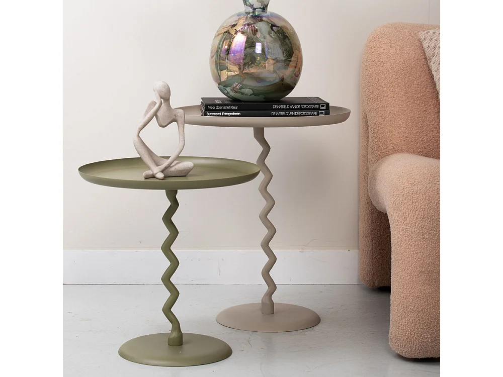 Zigzag - Table d'appoint ronde en métal ø44cm - Gris
