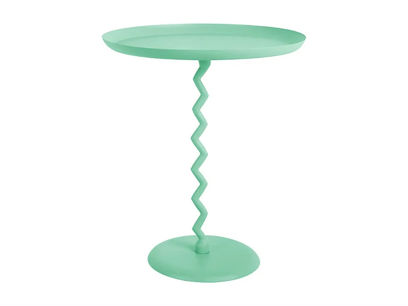 Zigzag - Table d'appoint ronde en métal ø44cm - Turquoise