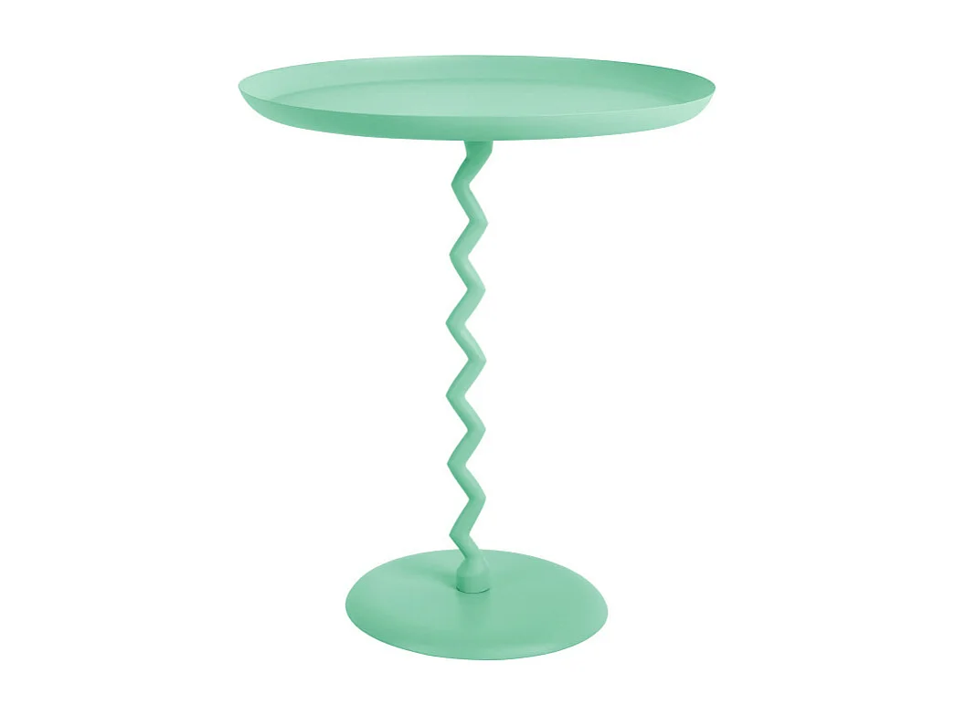 Zigzag - Table d'appoint ronde en métal ø44cm - Turquoise