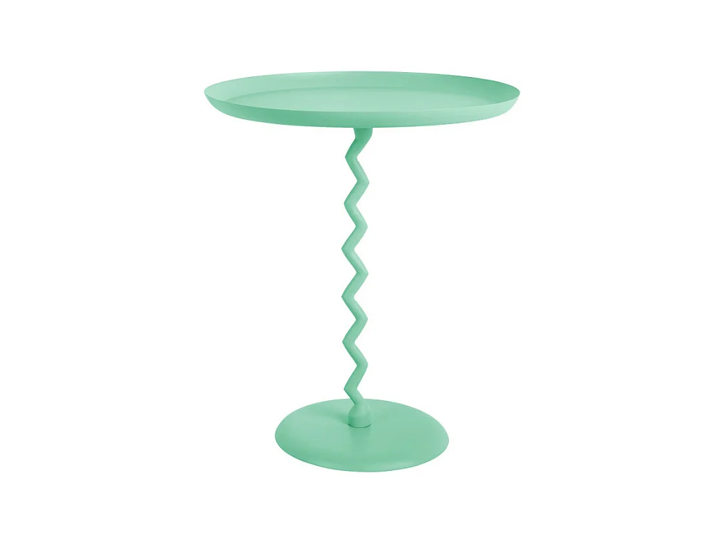 Zigzag - Table d'appoint ronde en métal ø44cm - Turquoise