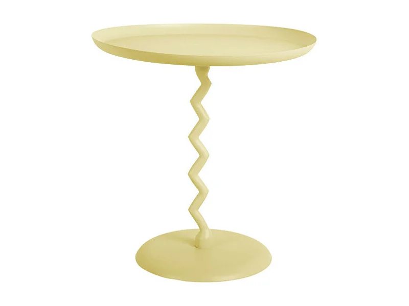 Zigzag - Table d'appoint ronde en métal ø40cm - Jaune