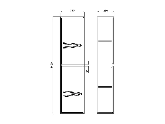 Meuble de salle de bain suspendu avec vasque à encastrer et colonne - Coloris naturel clair et noir - 80 cm - LANNICK